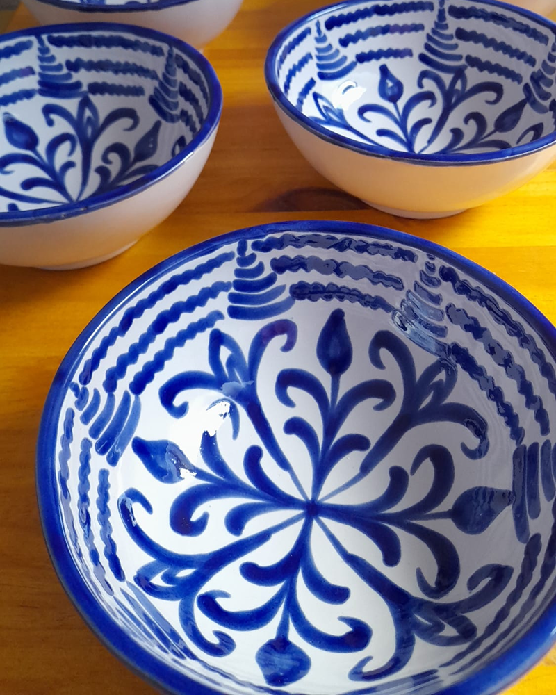 Maricruz Fajalauza Round Serving Bowl in Blue — CASA PLETÓRICA